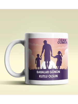 Hediye Zengini Kişiye Özel Babalar Günün Kutlu Olsun 2 Tasarımlı Beyaz Kupa