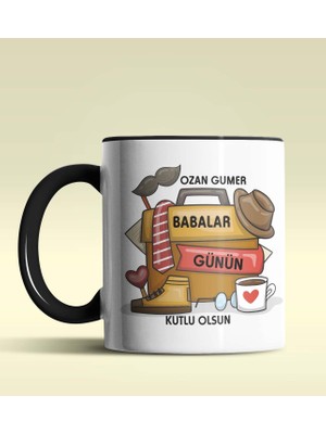 Hediye Zengini Kişiye Özel Babalar Günün Kutlu Olsun Tasarımlı Siyah Renkli Kupa