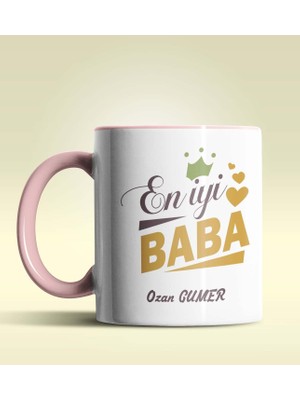 Hediye Zengini Kişiye Özel En Iyi Baba Tasarımlı Pembe Kupa Bardak
