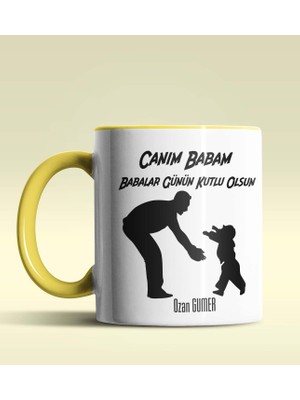 Hediye Zengini Kişiye Özel Babalar Günün Kutlu Olsun 9 Tema Sarı Kupa Bardak