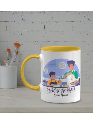 Hediye Zengini Kişiye Özel Aşçı Baba Temalı Sarı Renk Kupa