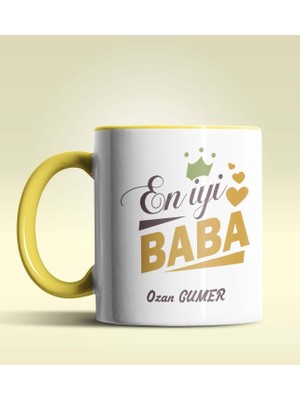 Hediye Zengini Kişiye Özel En Iyi Baba Tasarımlı Sarı Kupa Bardak