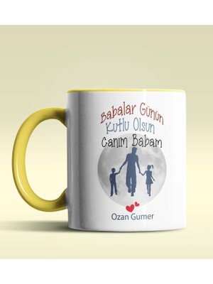 Hediye Zengini Kişiye Özel Babalar Günün Kutlu Olsun 12 Tema Sarı Kupa Bardak