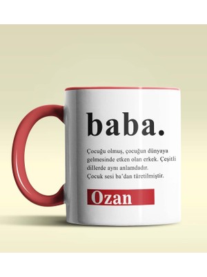 Hediye Zengini Kişiye Özel Baba Sözlük Açıklaması Tasarımlı Kırmızı Kupa Bardak