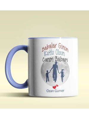 Hediye Zengini Kişiye Özel Babalar Günün Kutlu Olsun 12 Tema Mavi Kupa Bardak