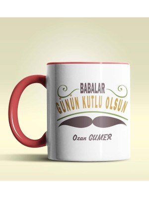 Hediye Zengini Kişiye Özel Babalar Günün Kutlu Olsun 10 Tema Kırmızı Kupa Bardak