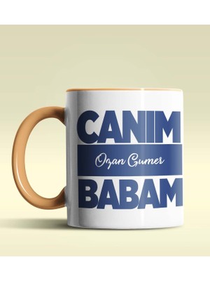 Hediye Zengini Kişiye Özel Canım Babam 6 Tasarımlı Turuncu Kupa Bardak