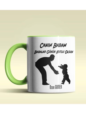 Hediye Zengini Kişiye Özel Babalar Günün Kutlu Olsun 9 Tema Yeşil Kupa Bardak