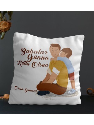 Hediye Zengini Kişiye Özel Babalar Günün Kutlu Olsun Temalı Kare Yastık