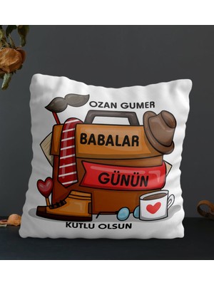 Hediye Zengini Kişiye Özel Babalar Günün Kutlu Olsun Temalı Kare Yastık
