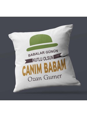 Hediye Zengini Kişiye Özel Babalar Günün Kutlu Olsun 4 Tasarım Saten Kare Yastık