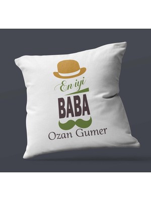 Hediye Zengini Kişiye Özel En Iyi Baba Tasarımlı Saten Kare Yastık