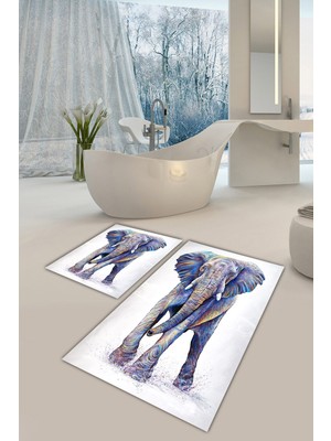 Modanoiva  Yıkanabilir Kaymaz Dot Taban 2'li Banyo Paspası ( 50CM x 60CM - 60CM x 100CM) MNP1049