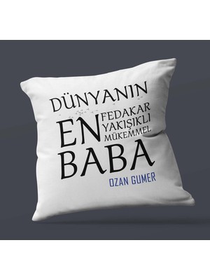 Hediye Zengini Kişiye Özel Dünyanın En En En Babası Temalı Saten Kare Yastık
