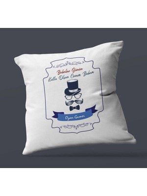 Hediye Zengini Kişiye Özel Babalar Günün Kutlu Olsun 11 Tema Saten Kare Yastık