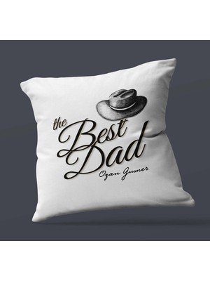 Hediye Zengini Kişiye Özel The Best Dad Tasarımlı Saten Kare Yastık