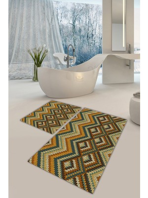 Modanoiva  Yıkanabilir Kaymaz Dot Taban 2'li Banyo Paspası ( 50CM x 60CM - 60CM x 100CM) MNP1021