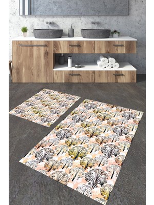 Modanoiva Yıkanabilir Kaymaz Dot Taban 2'li Banyo Paspası ( 50CM x 60CM - 60CM x 100CM) MNP1130