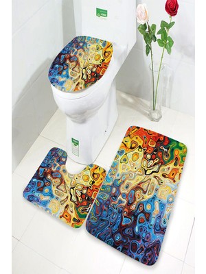 Modanoiva  Yıkanabilir Kaymaz Dot Taban 3'lü Klozet Takımı (60CM x 100CM - 55CM x 60CM - 47CM x 50CM) MNKZ6035