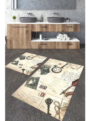 Modanoiva  Yıkanabilir Kaymaz Dot Taban 2'li Banyo Paspası ( 50CM x 60CM - 60CM x 100CM) MNP1164