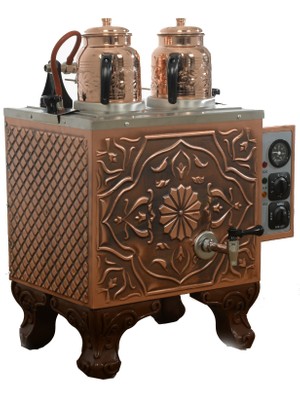 KUTLU TİCARET Antik 2 Demlikli Bakır Çay Kazanı