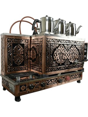 KUTLU TİCARET Şehzade 3 Demlikli Bakır Çay Kazanı