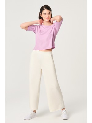 Dagi Pembe Modal Crop Basic T-Shirt