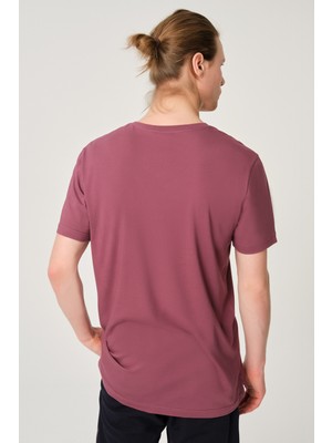 Dagi Erkek Basic Bordo Pamuk V Yaka T-Shirt