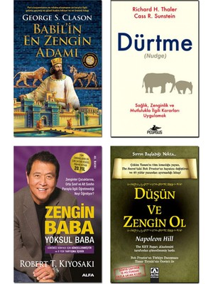 Babil’in En Zengin Adamı / George Samuel Clason + Dürtme (Nudge) / Richard H. Thaler + Zengin Baba Yoksul Baba / Robert T. Kiyosaki + Düşün ve Zengin Ol / Napoleon Hill - 4 Kitap Set
