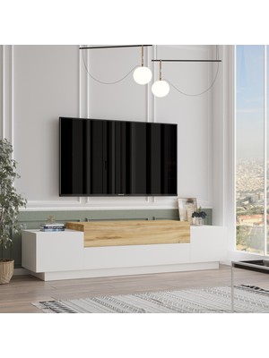 Yurudesign Floyd Tv Ünitesi Tv Sehpası 160CM Beyaz-Keçe Fd1-Wk