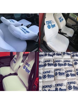 Tofaş Kartal L Oto Koltuk Servis Kılıfı Penye Opar Baskılı Ön Arka Takım Beyaz