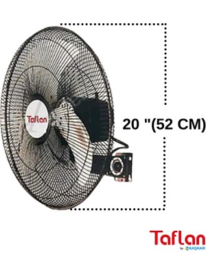 Taflan Faw 20 Duvar Vantilatörü (50 cm) 130 W Güçte 3 Kollu Pervane ile Siyah Renk Enerji Tasarruflu