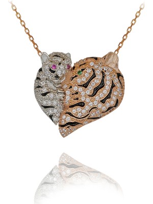 Anne Yavru Kaplan Gümüş Kolye