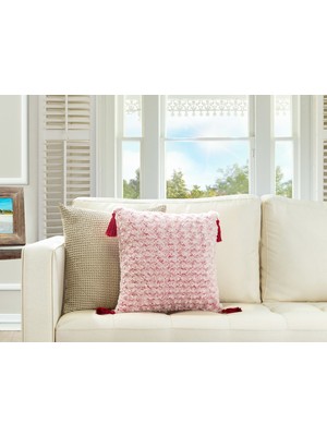 Madame Coco Osny Kırlent Beyaz - Kırmızı 40 x 40 cm