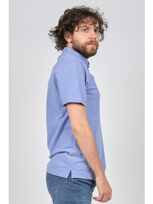 Tony Montana Erkek Desenli Polo Yaka T-Shirt 3182234 Mavi