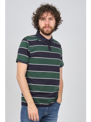 Tony Montana Erkek Blok Desenli Polo Yaka T-Shirt 3181001 Yeşil Laci