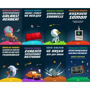 Otostopçunun Galaksi Rehberi - Hayat, Evren ve Her Şey - Çoğunlukla Zararsız - Kuşkucu Somon - Evrenin Sonundaki Restoran - Ve Başka Bir Şey Daha - 8 Kitap Set - Douglas Adams