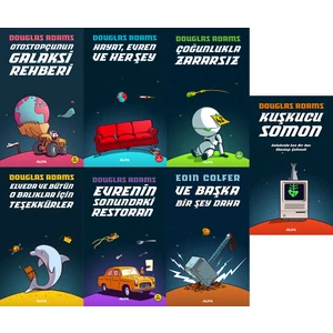 Otostopçunun Galaksi Rehberi - Hayat, Evren ve Her Şey - Çoğunlukla Zararsız - Kuşkucu Somon - Evrenin Sonundaki Restoran - Ve Başka Bir Şey Daha - 7 Kitap Set - Douglas Adams