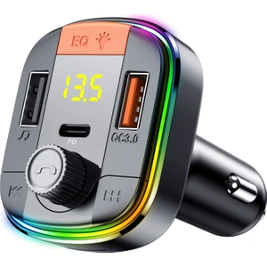 Araç Bluetooth 5.0 Fm Verici Mp3 Çalar Çift USB Şarj Cihazı - Siyah (Yurt Dışından)
