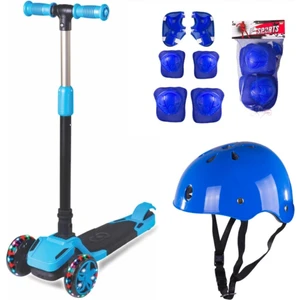 Cool Wheels Tulpar Mavi Katlanabilir Işıklı Full Set Scooter