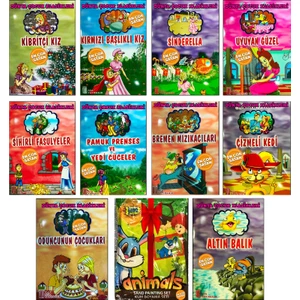 Ata Yayıncılık Dünya Çocuk Klasikleri Büyük Boy Resimli  6-9 Yaş Arası En Sevilen Masallar Seti+Eğlenceli Kum Boyama Seti