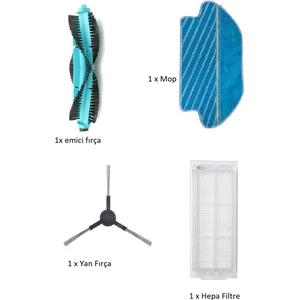 Lin Grup Xıaomı Mop Pro - Viomi V2-V3 Uyumlu Hepa Filtre Fırça Mop Seti
