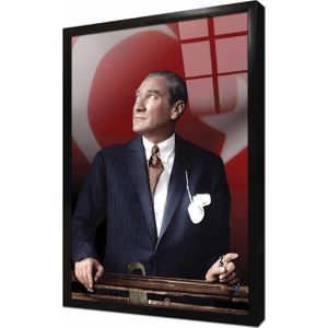 Istikbal Göklerdedir Atatürk Portresi Çerçeveli Cam Tablo