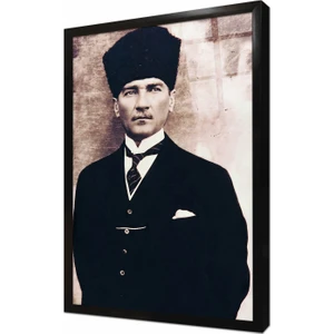Kalpaklı Atatürk Çerçeveli Cam Tablo