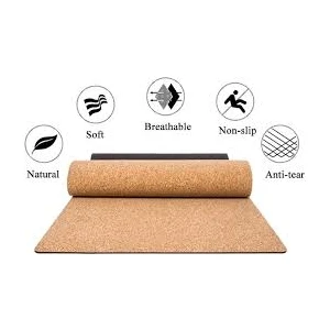 LovelyBird Doğal KauçukÜzeri Mantar Kaplı Yoga Matı 61x183 cm 5 mm Kalınlık