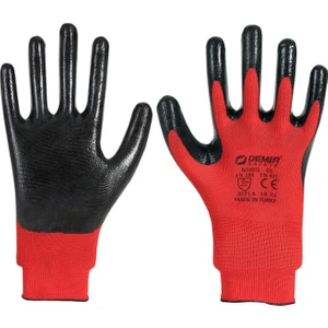 Safety Nitril Iş Eldiveni Kırmızı Siyah 12 Çift 10 No