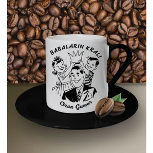 Hediye Zengini Kişiye Özel Babaların Kralı Temalı Siyah Kahve Fincanı
