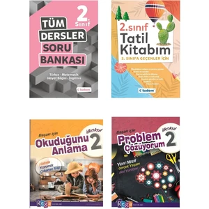 Tudem Yayınları 2. Sınıf Tüm Dersler Soru Tatil Kitabı Okuduğunu Anlama ve Problem Kitabı Seti