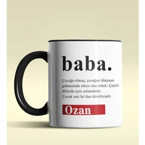 Hediye Zengini Kişiye Özel Baba Sözlük Açıklaması Tasarımlı Siyah Kupa Bardak