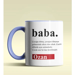 Hediye Zengini Kişiye Özel Baba Sözlük Açıklaması Tasarımlı Mavi Kupa Bardak